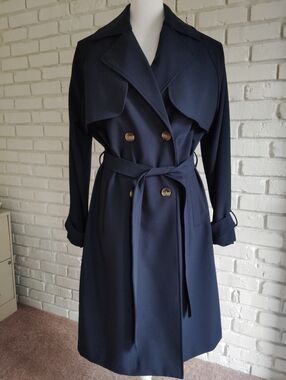 Old Navy Trenchcoat In Navy Blue, sz M